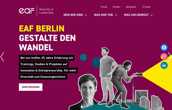Vorschau von www.eaf-berlin.de, Europäische Akademie für Frauen in Politik und Wirtschaft Berlin e.V. (EAF)