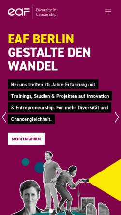 Vorschau der mobilen Webseite www.eaf-berlin.de, Europäische Akademie für Frauen in Politik und Wirtschaft Berlin e.V. (EAF)
