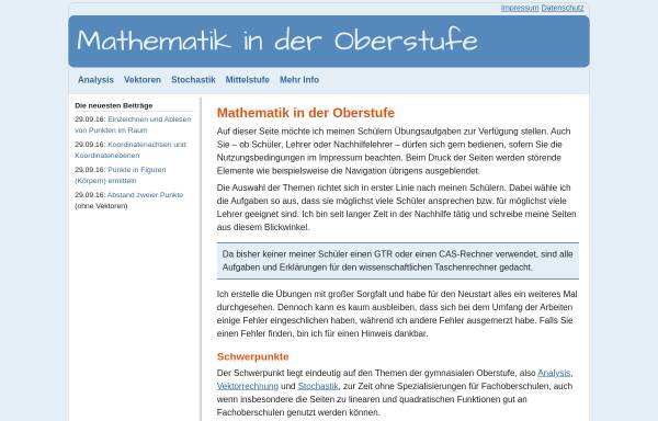 Vorschau von www.mathematik-oberstufe.de, Mathematik in der Oberstufe