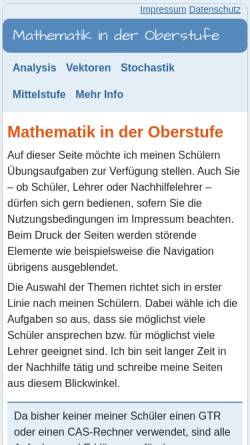 Vorschau der mobilen Webseite www.mathematik-oberstufe.de, Mathematik in der Oberstufe