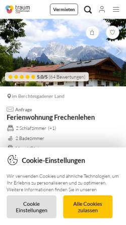 Vorschau der mobilen Webseite www.frechenlehen.de, Ferienwohnungen Frechenlehen