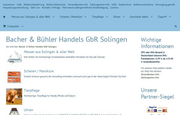 Vorschau von www.solingen-shop.de, Bacher und Bühler Handels GbR