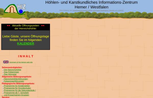 Vorschau von www.hiz-hemer.de, Höhlen- und Karstkundliches Informations-Zentrum