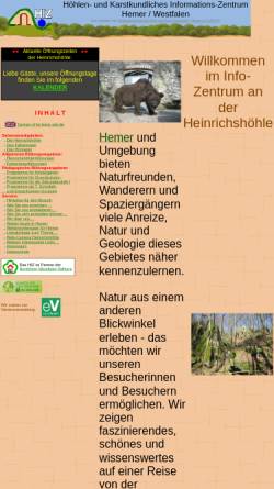 Vorschau der mobilen Webseite www.hiz-hemer.de, Höhlen- und Karstkundliches Informations-Zentrum