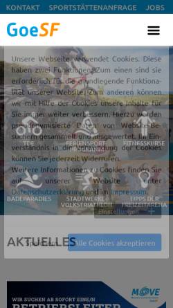 Vorschau der mobilen Webseite www.goesf.de, Göttinger Sport und Freizeit GmbH & Co. KG