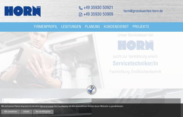 Vorschau von www.grosskuechen-horn.de, Horn GmbH