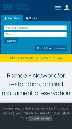 Vorschau der mobilen Webseite www.romoe.net, Romoe Restauratoren Portal