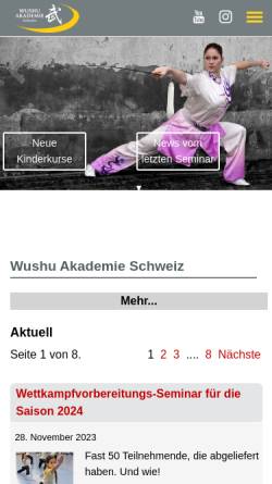 Vorschau der mobilen Webseite www.wak.ch, Wushu Akademie Schweiz