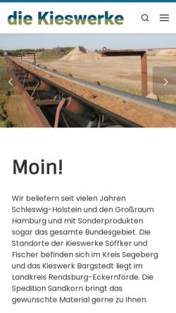 Vorschau der mobilen Webseite www.die-kieswerke.de, Die Kieswerke