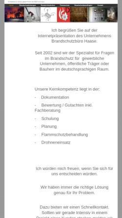 Vorschau der mobilen Webseite www.brandschutzhaase.de, Brandschutzservice Haase