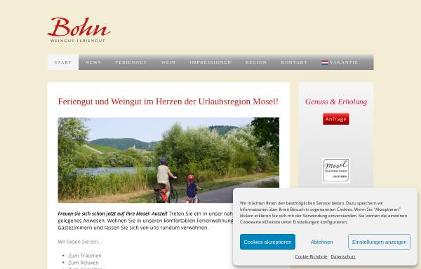 Vorschau von www.feriengut-bohn.de, Ferienweingut Bohn