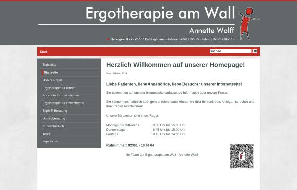 Vorschau von www.ergotherapie-am-wall.de, Gemeinschaftspraxis für Ergotherapie Annette und Stephan Wolff