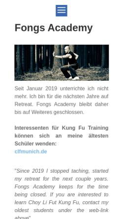 Vorschau der mobilen Webseite fongsacademy.com, Fong\'s Kampfsport Academy