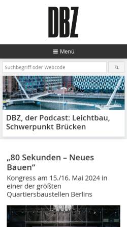 Vorschau der mobilen Webseite www.dbz.de, Deutsche Bauzeitschrift (DBZ)