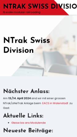 Vorschau der mobilen Webseite www.ntrak.ch, NTRAK Swiss Division