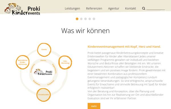 Vorschau von www.proki-muenchen.de, Proki Kinderevents München / Bayern - Kinderbetreuung Kinderanimation und Kinderprogramme