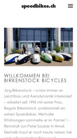 Vorschau der mobilen Webseite speedbikes.ch, Birkenstock Bicycles