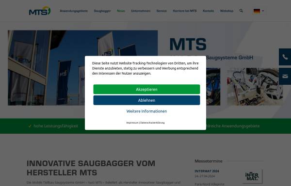 Vorschau von www.saugbagger.com, MTS Mobile Tiefbau Saugsysteme GmbH