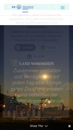 Vorschau der mobilen Webseite www.vcp-nordrhein.de, Verband Christlicher Pfadfinderinnen und Pfadfinder (VCP), Land Nordrhein