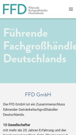 Vorschau der mobilen Webseite www.ffd-gmbh.de, FFD Weinhandels- und Beteiligungs GmbH