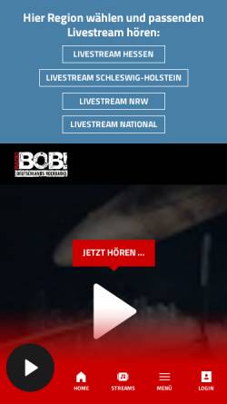 Vorschau der mobilen Webseite www.radiobob.de, Radio BOB!