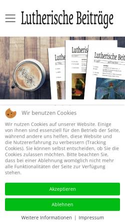 Vorschau der mobilen Webseite www.lutherischebeitraege.de, Lutherische Beiträge