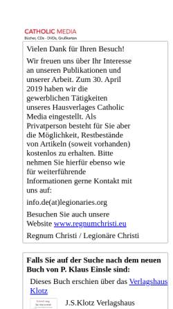 Vorschau der mobilen Webseite www.c-i-f.eu, Verlag Catholic Media - Apostolat CIF