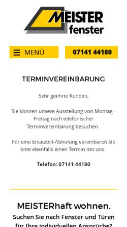 Vorschau der mobilen Webseite www.meister-fenster.de, MEISTERfenster GmbH
