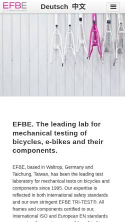 Vorschau der mobilen Webseite www.efbe.de, EFBe Prüftechnik GmbH