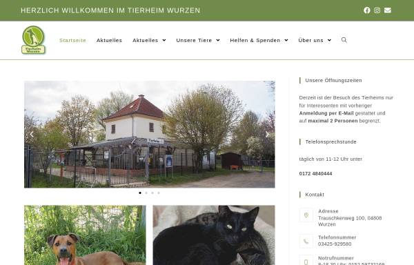 Vorschau von www.tierheim-wurzen.com, Tierheim Wurzen