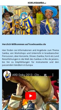 Vorschau der mobilen Webseite www.koelnsamba.de, Köln Samba