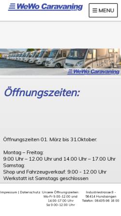 Vorschau der mobilen Webseite www.we-wo.de, WeWo Caravaning GmbH