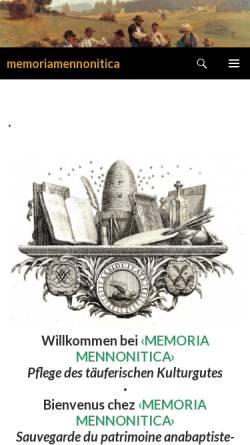 Vorschau der mobilen Webseite www.memoriamennonitica.ch, Memoria Mennonitica