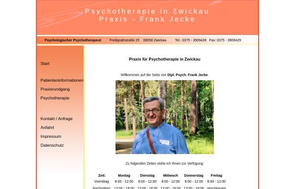 Vorschau von www.psychotherapie-jecke.de, Psychotherapie in Zwickau