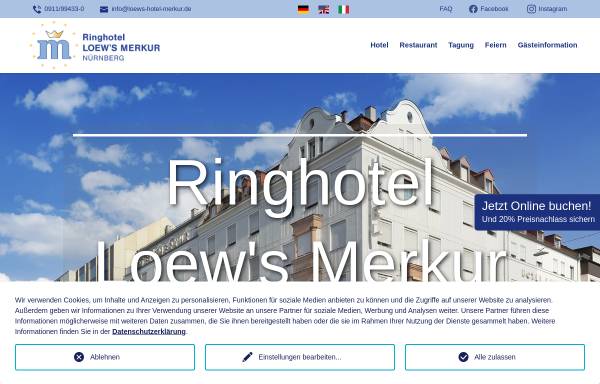 Vorschau von loews-hotel-merkur.de, Ringhotel Loew´s Merkur