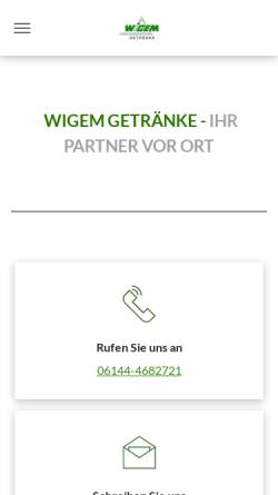 Vorschau der mobilen Webseite www.wigem.de, WIGEM Getränke GmbH