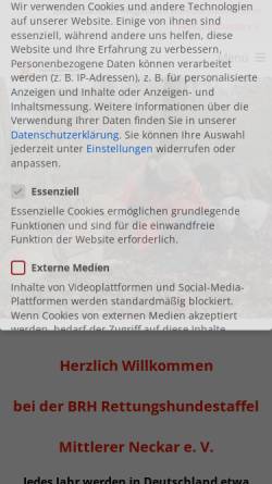 Vorschau der mobilen Webseite www.brh-schlierbach.info, Rettungshundestaffel Mittlerer Neckar e.V.