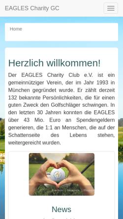 Vorschau der mobilen Webseite www.eagles-charity.de, Eagles Charity Golfclub e.V.