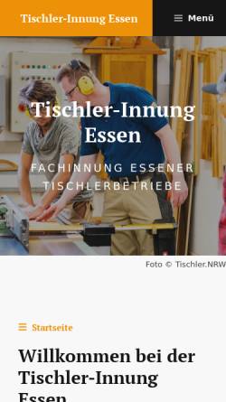 Vorschau der mobilen Webseite www.tischler-essen.de, Tischlerinnung Essen