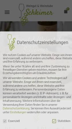 Vorschau der mobilen Webseite weingut-schleimer.de, Weingut und Weinstube Schleimer