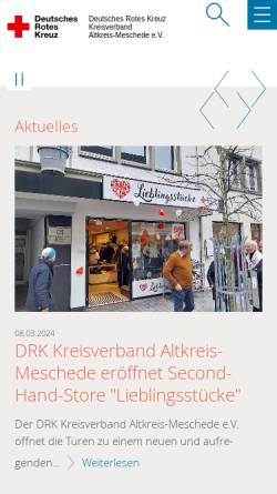 Vorschau der mobilen Webseite www.drk-meschede.de, Deutsches Rotes Kreuz Kreisverband Meschede e.V.