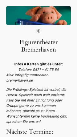 Vorschau der mobilen Webseite www.figurentheater-bremerhaven.de, Figuren Theater Bremerhaven