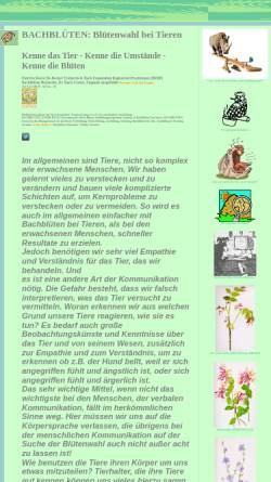 Vorschau der mobilen Webseite www.bachblueten.pur.3.ms, Blütenwahl bei Tieren