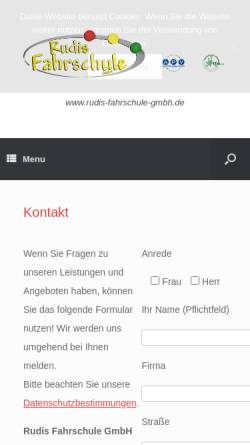 Vorschau der mobilen Webseite www.rudis-fahrschule-gmbh.de, Fahrschule Rudi Wagner