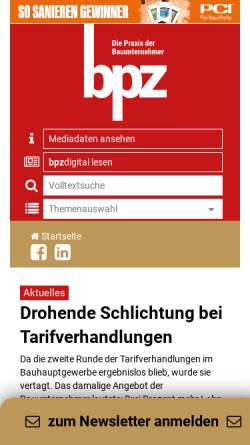 Vorschau der mobilen Webseite www.bpz-online.de, bpz baupraxis zeitung