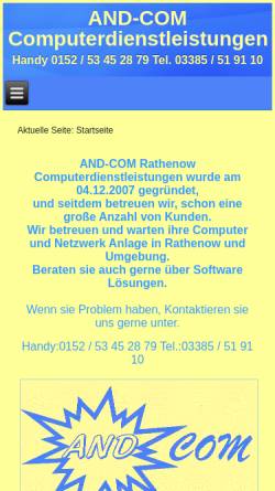 Vorschau der mobilen Webseite www.and-com.de, Computerdienstleistungen