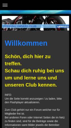 Vorschau der mobilen Webseite www.hyosung-owners-club.de, Hyosung Owners Club