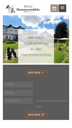 Vorschau der mobilen Webseite www.hotel-hammermuehle.de, Hotel Hammermühle