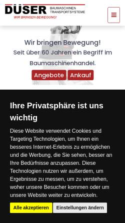 Vorschau der mobilen Webseite dueser.com, Düser GmbH & Co. KG