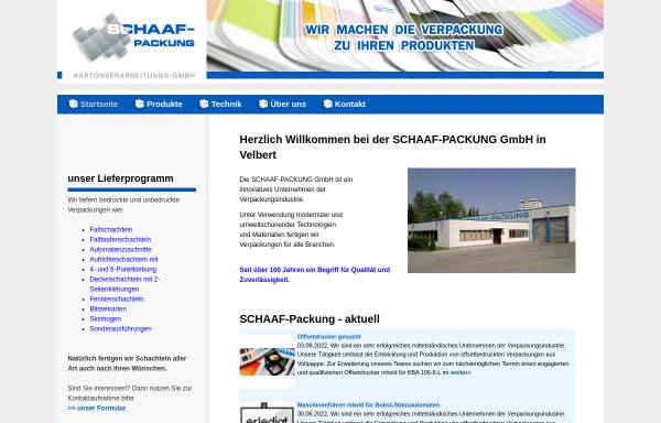 Vorschau von www.schaaf-packung.de, Schaaf Kartonverarbeitungs GmbH